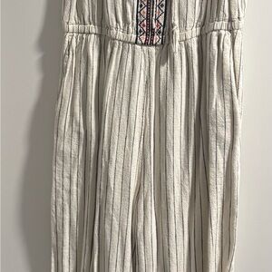 Old Navy Cream and Black Striped Jumpsuit